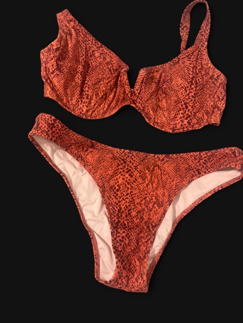 Shade & Shore Orange Red Animal-Print Bikini Set